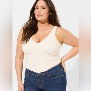 Torrid Cream Lace Corset Crop Top